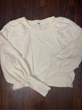 Free People "Piece of Me" ivory pullover sweatshirt